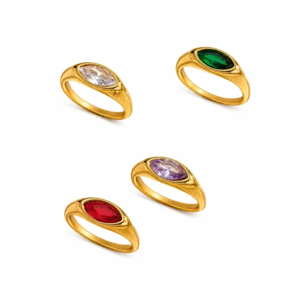 Sculpted Marquise CZ Signet Ring