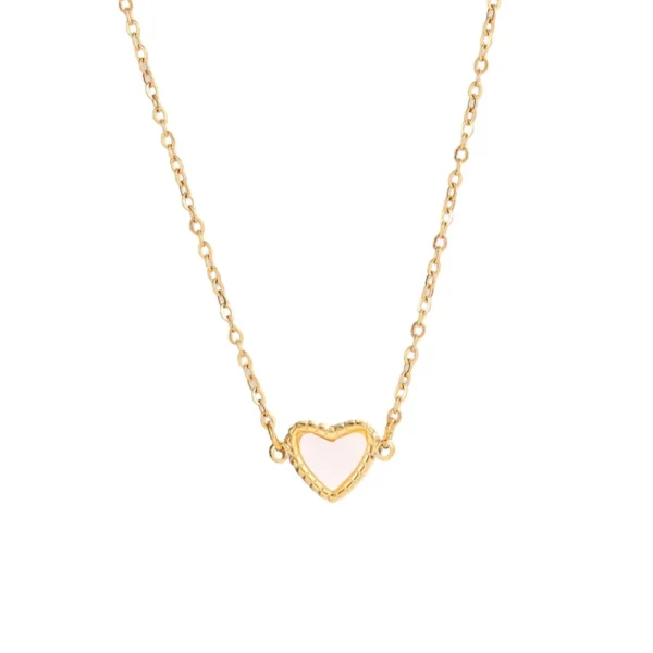 Heart Necklace, White Inlay