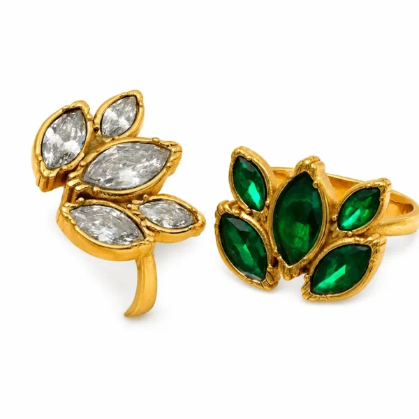 Leafy Marquise Cluster Ring