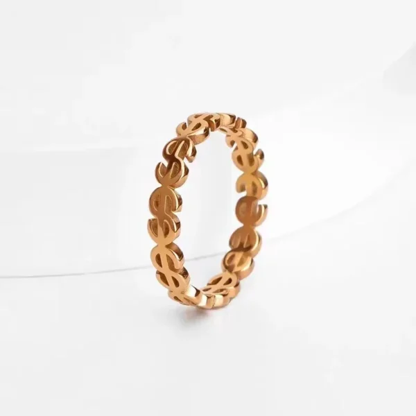 Dollar Sign Cutout Band Ring