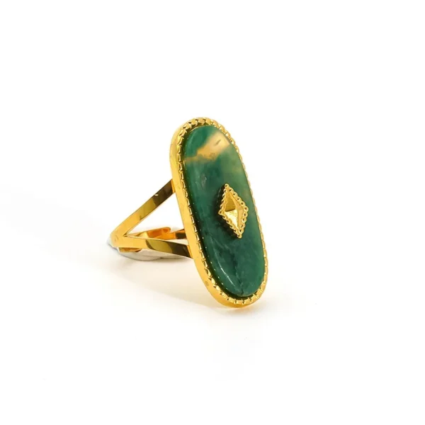 Adjustable Ring with Oval Crystal Beaded Frame