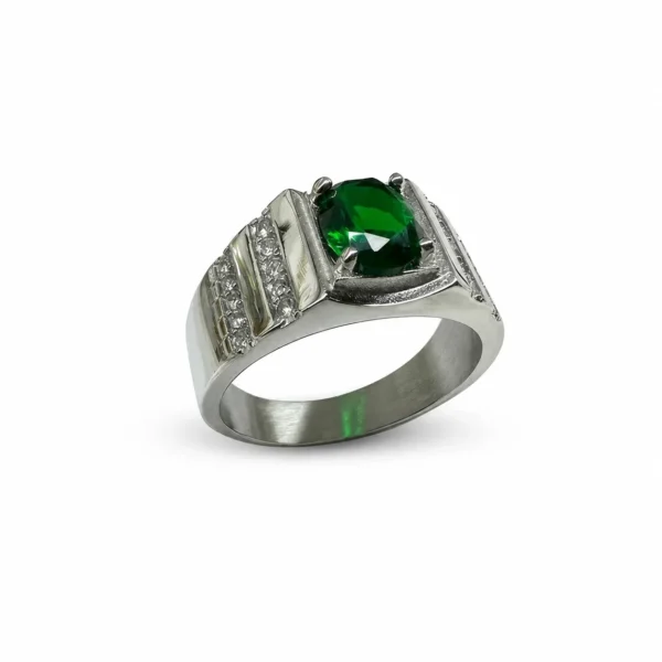 Wide Oval Faceted Stone Signet Ring