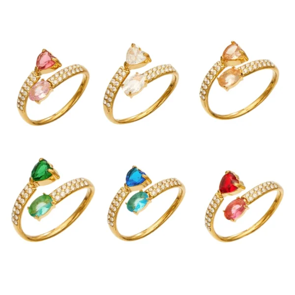 Open Heart & Oval CZ Ring