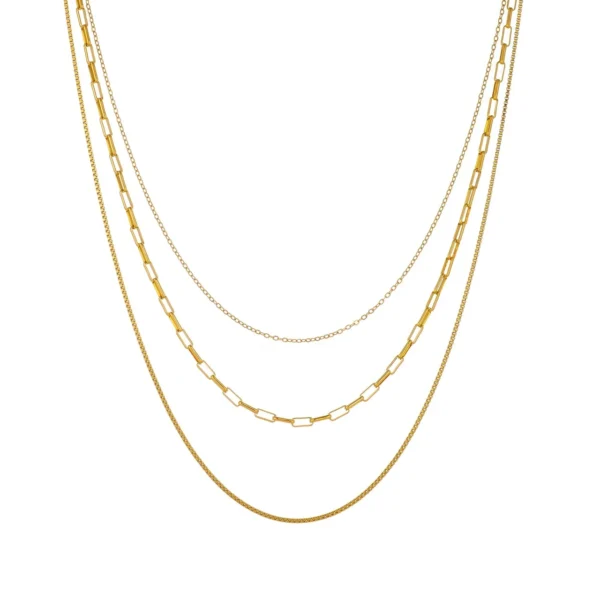 Layered Paperclip, Cable & Box Chain Necklace