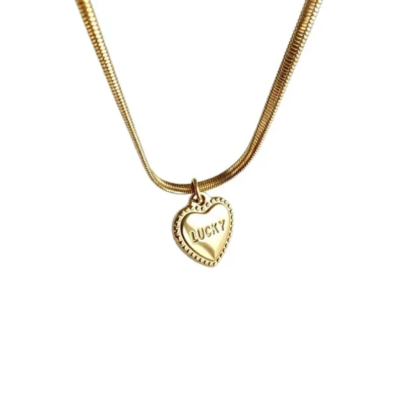 Necklace Heart Lucky Pendant Snake Chain