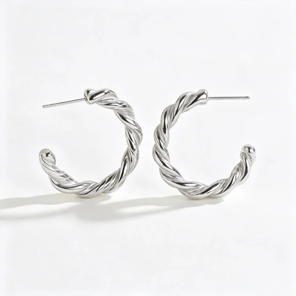 Hoop Earrings Twisted Rope Open-Front