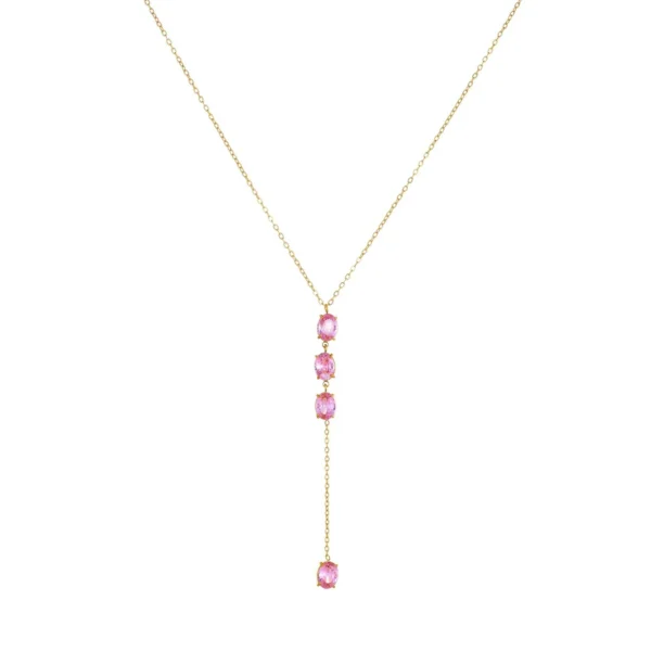 Y-Drop Necklace with Four Oval Crystals