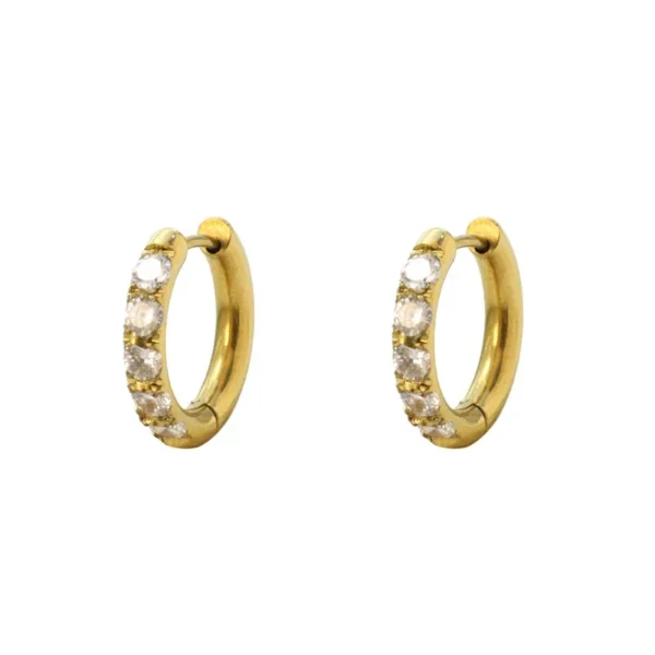 Hoop Earrings Huggie Round CZ