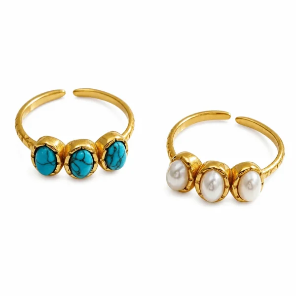 Triple Oval Stone Open Ring