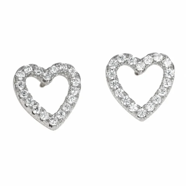 Open Heart Pavé Crystal Stud Earrings