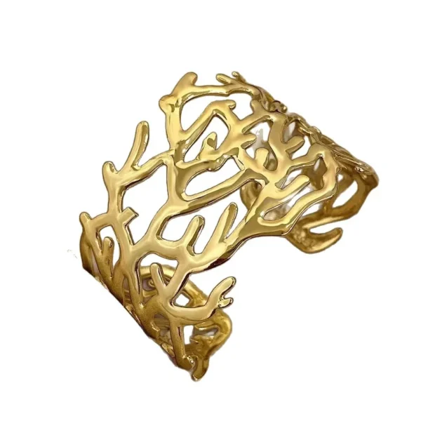 Cuff Bracelet with Openwork Branch Motif