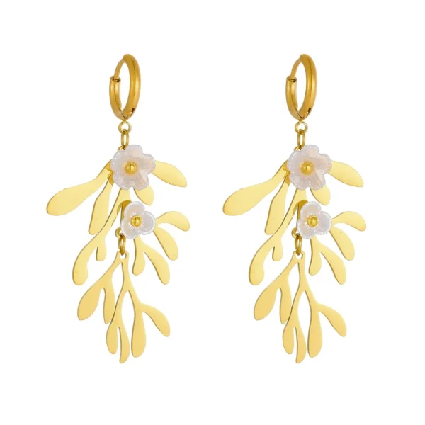 Floral Leaf Sprays Drop Earrings