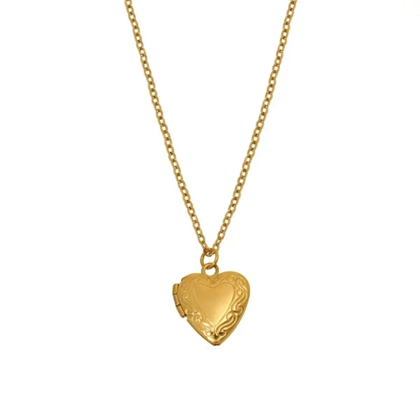 Romantic Engraved Heart Locket Necklace