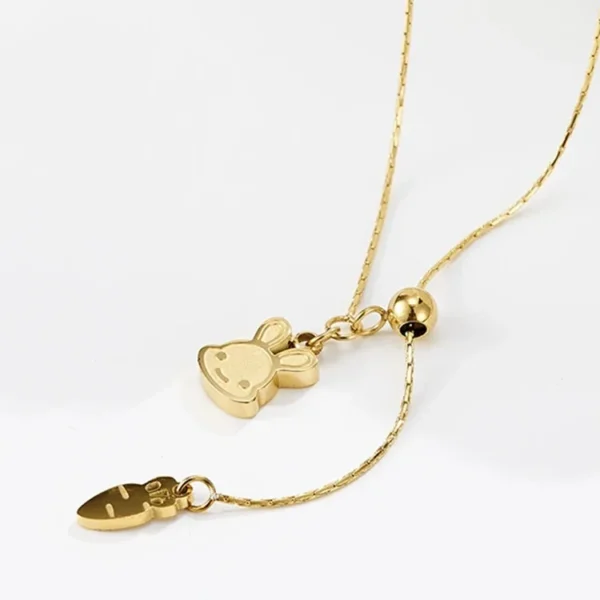 Rabbit & Carrot Slider Chain Necklace