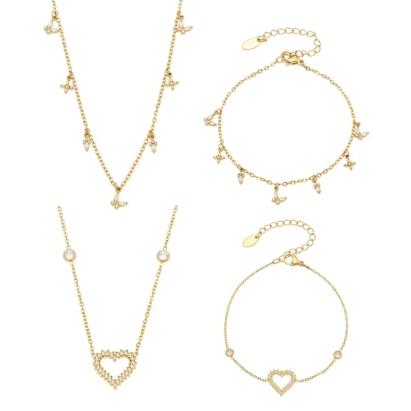Heart CZ Cable Jewellery — Choose Your Piece