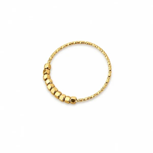 Faceted Band Cube Bead Ring