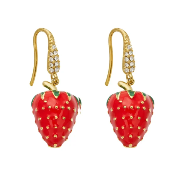 Strawberry Pavé Hook Drop Earrings
