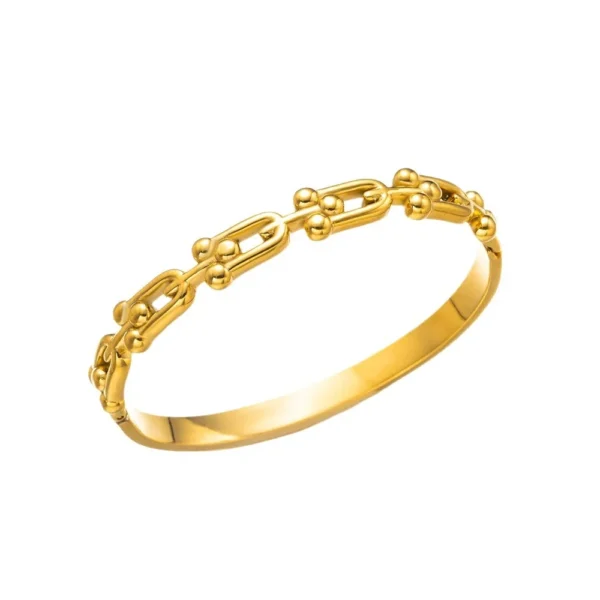 Ball-Accented U-Links Bangle Bracelet