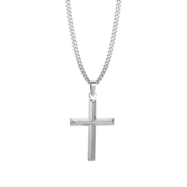 Polished Faceted Cross Pendant Necklace