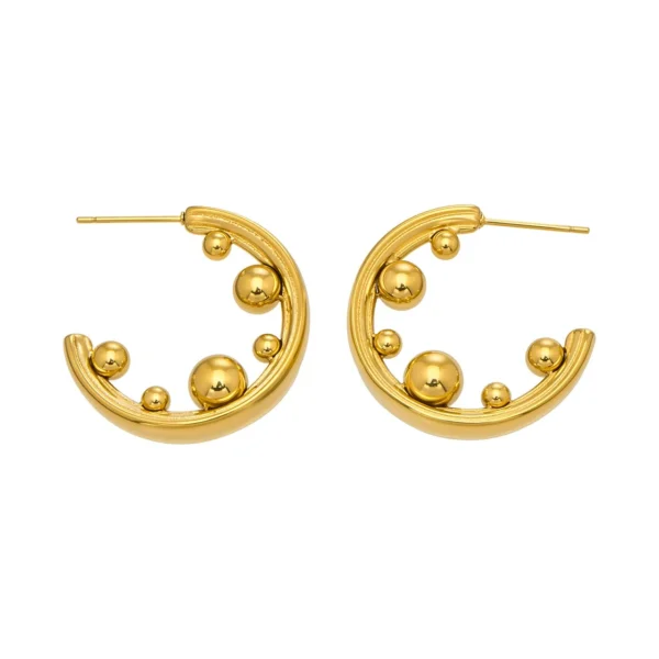 Bead C-Hoop Earrings