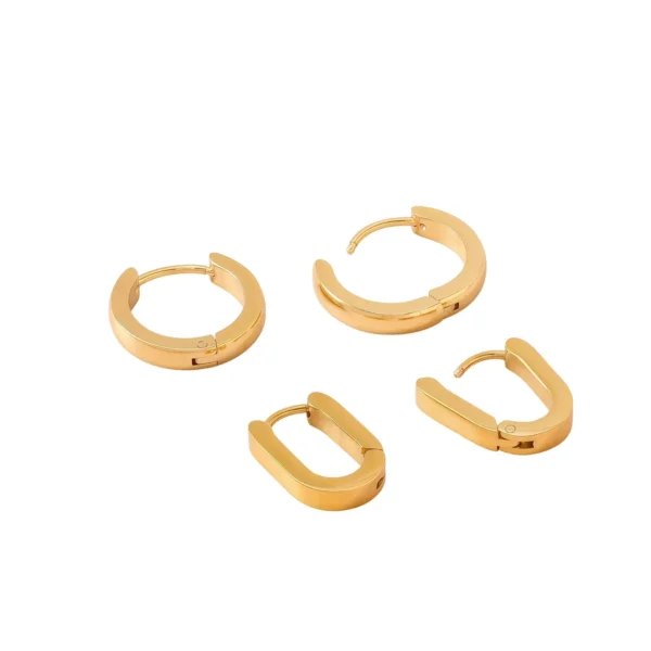 Hoop Earrings 2-Pair Square Round