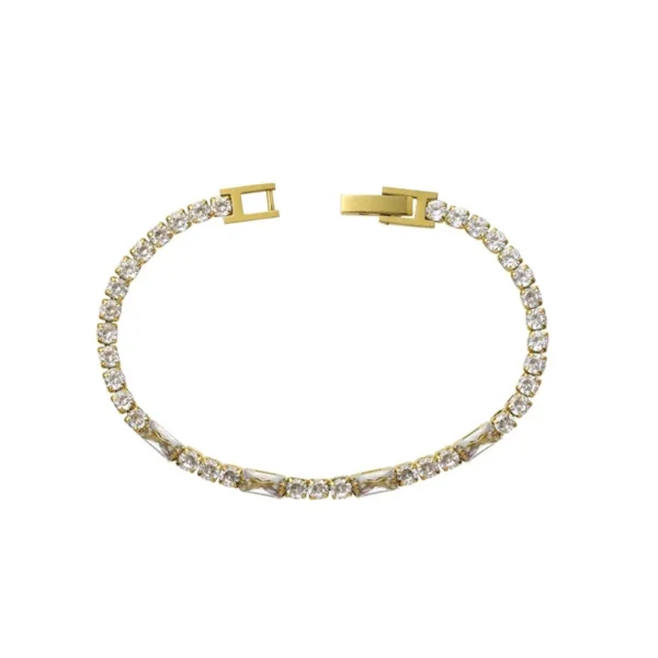 Tennis Bracelet with Baguette CZ Accents