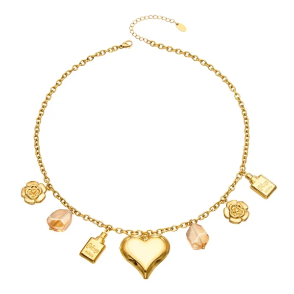 Heart Necklace with Rose Charms