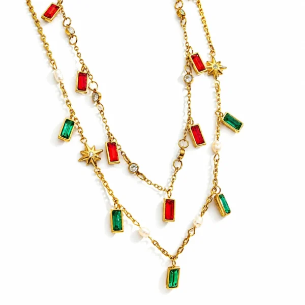 Rectangle Glass Star Necklace