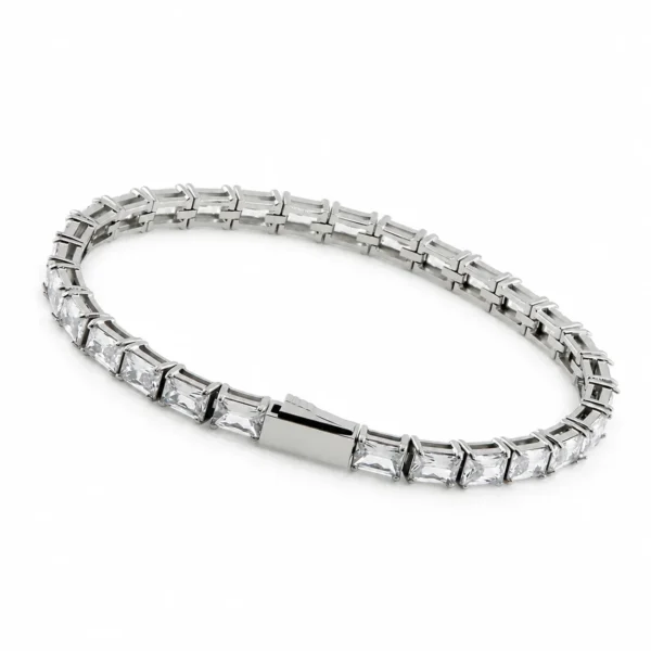 Tennis Bracelet, Prong-Set Rectangular CZ