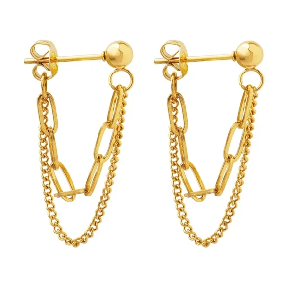 Paperclip Links & Curb Chains Drop Earrings