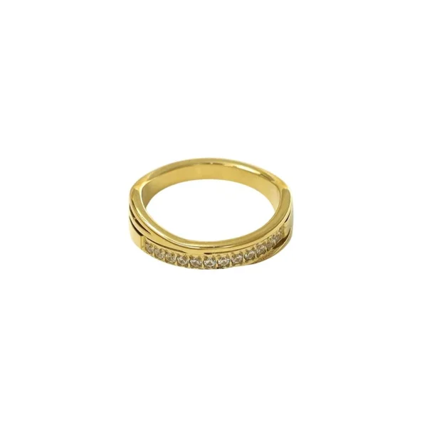 Polished Pavé Groove Band Ring