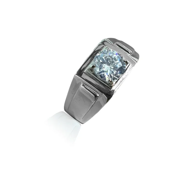 Square Face Round CZ Signet Ring