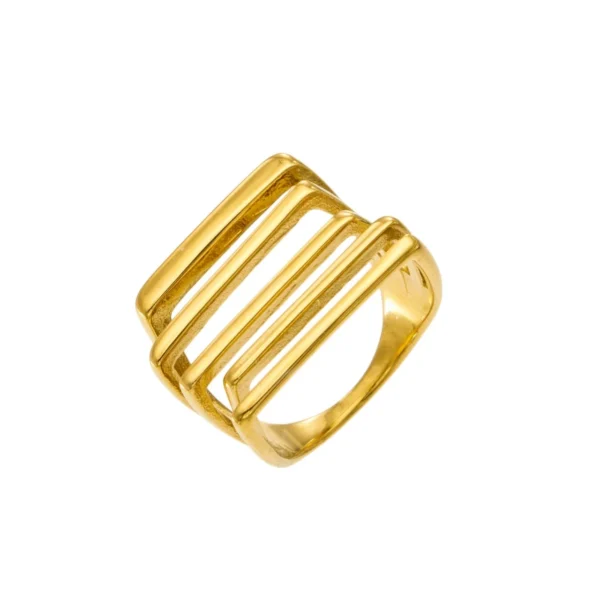 Wide Openwork Five-Bar Ring