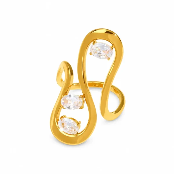 Three Oval Crystals Statement Ring