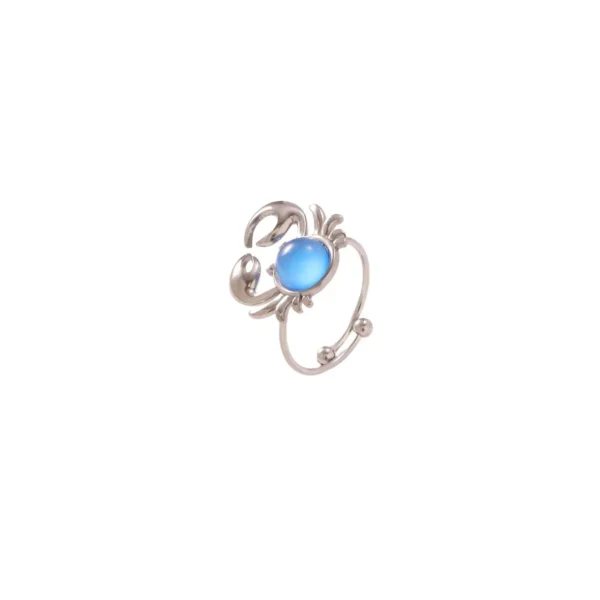 Crab Open Ring with Round Color Crystal