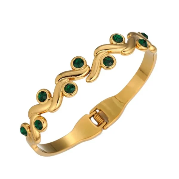 Wavy Bezel-Set Cubic Zirconia Bangle