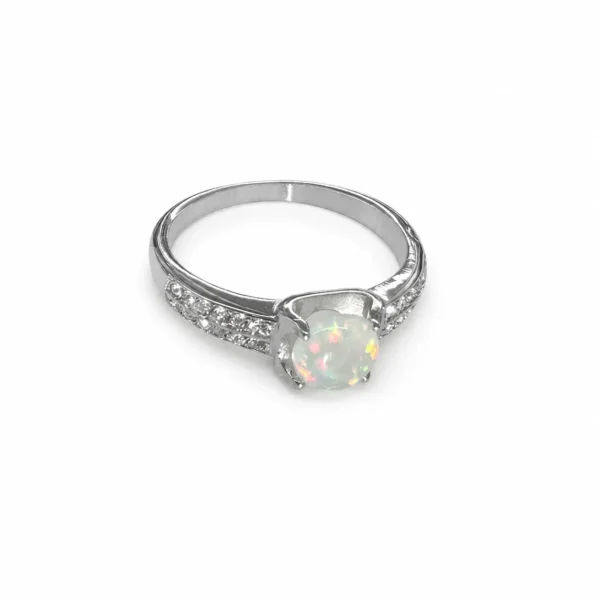 Iridescent Opal Pavé Ring