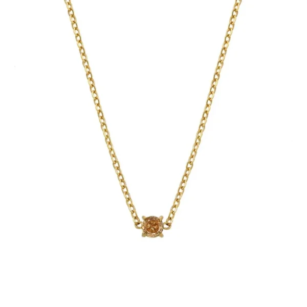 Pendant Necklace Round Prong CZ Cable Chain