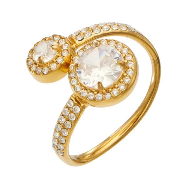 Double Round CZ Halos Ring