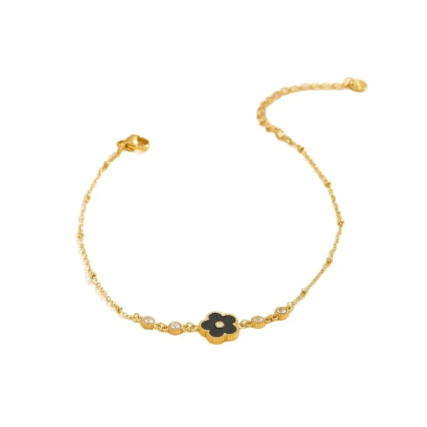 Flower Anklet with Crystal Stations