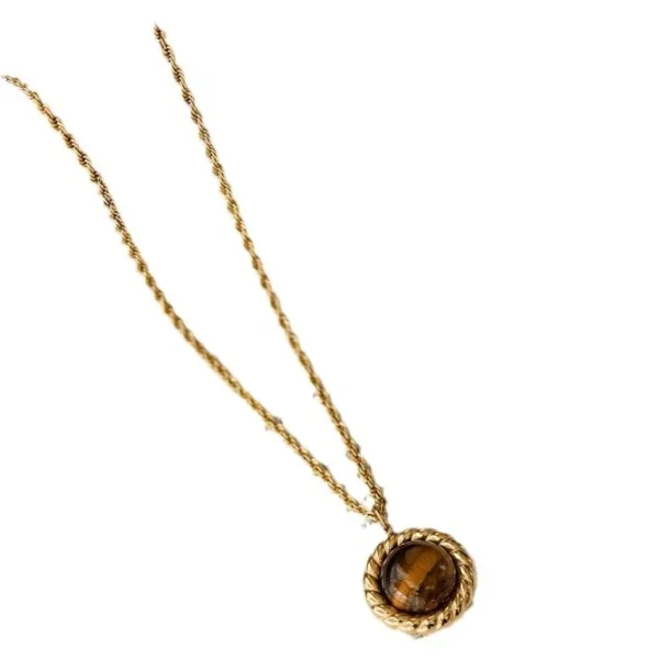 Tiger's Eye Rope-Bezel Necklace