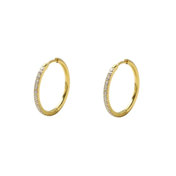 CZ Row Hoop Earrings