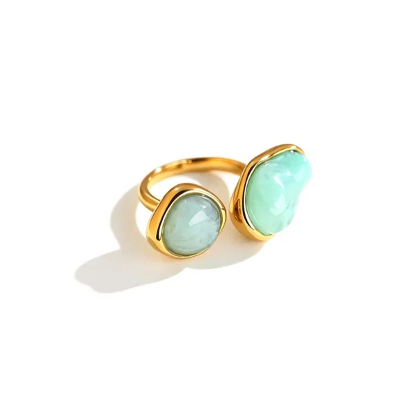 Open Ring with Twin Irregular Resin Inlays