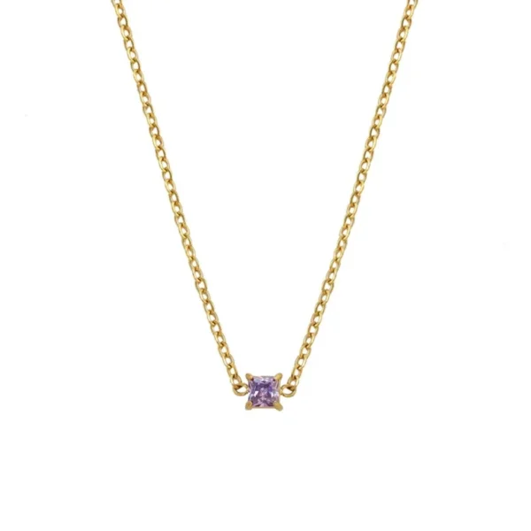 Pendant Necklace Square-Cut CZ