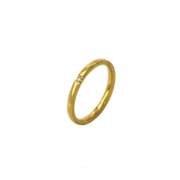 Notched Slim Flush-Set Crystal Ring