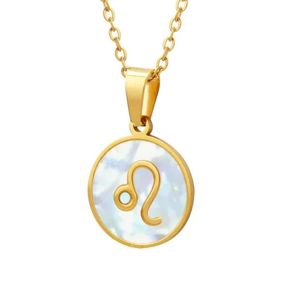Zodiac Necklace with White Shell Disc