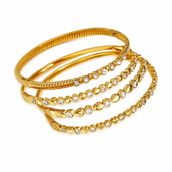 Layered Bezel CZ Bangle Bracelet