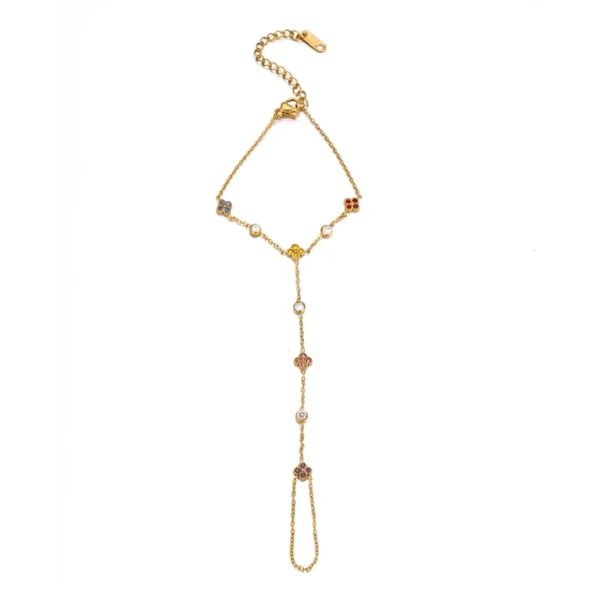 Hand Chain Bracelet with Star Motifs