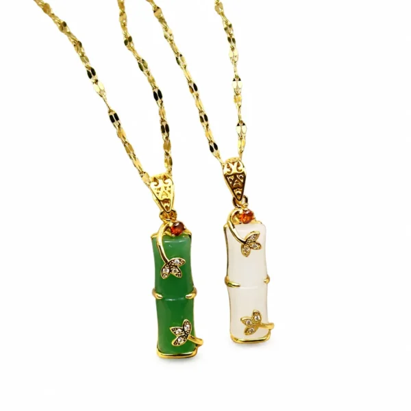 Bamboo Bar Butterfly Crystal Pendant Necklace