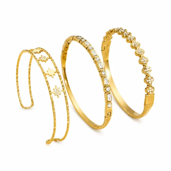 CZ Flower & Baguette Bangle